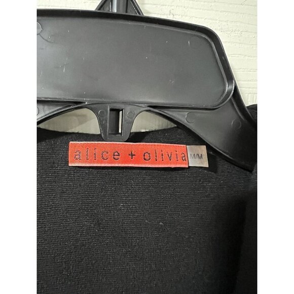 Alice + Olivia Ruffle Ponte Knit Lined V-Neck Open Vest Cardigan Pockets SZ M - Picture 3 of 10